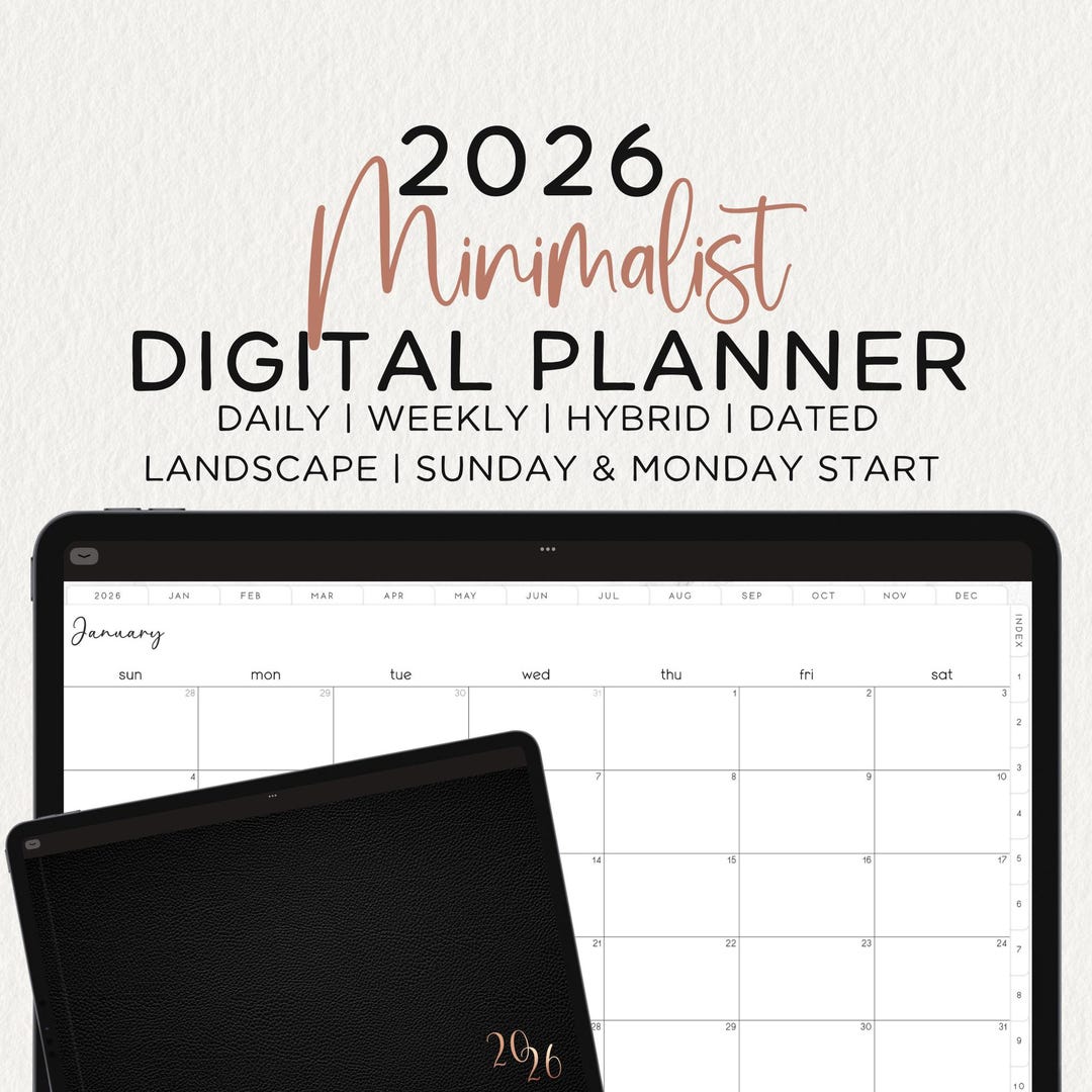 2026 Minimalist Digital Planner LANDSCAPE Dated Noteful Goodnotes Penly ...