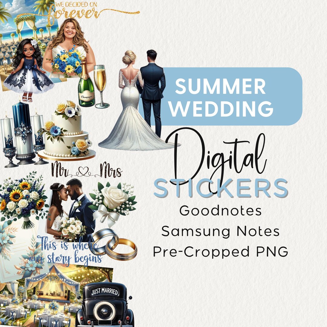 SUMMER WEDDING DIGITAL Stickers Goodnotes Noteful Samsung Notes Png ...