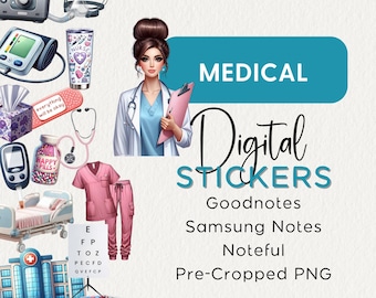 Medical DIGITAL PLANNER STICKERS, Goodnotes, Samsung Notes, Noteful, Png, Healthcare, Doctor, Nurse, Realistic Modern Digital Clipart 2025