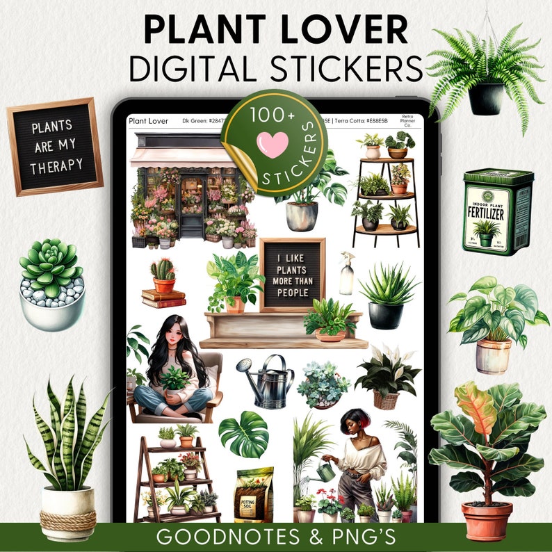 PLANTS Digital Planner Stickers Goodnotes Noteful Samsung Notes Png Realistic Digital Planner Clipart, Plant Lover, Scene Builder Stickers image 2