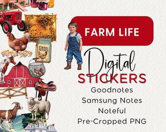 Farm Life DIGITAL PLANNER STICKERS Noteful Goodnotes Samsung Notes Png Animals Homestead Western Barn Realistic Modern Digital Clipart 2025