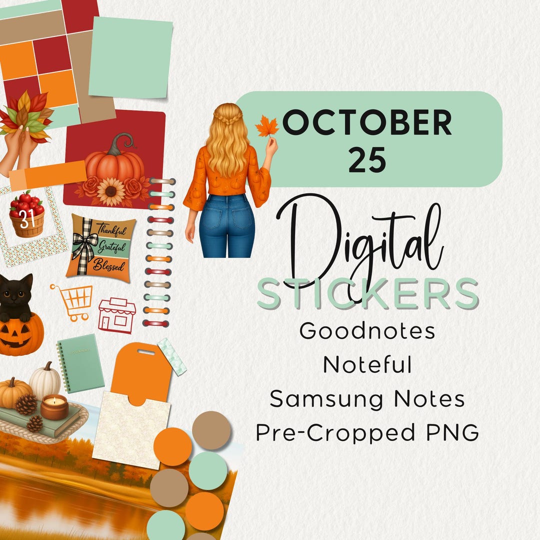 October Digital Planner Stickers Noteful Goodnotes Samsung Notes Png ...