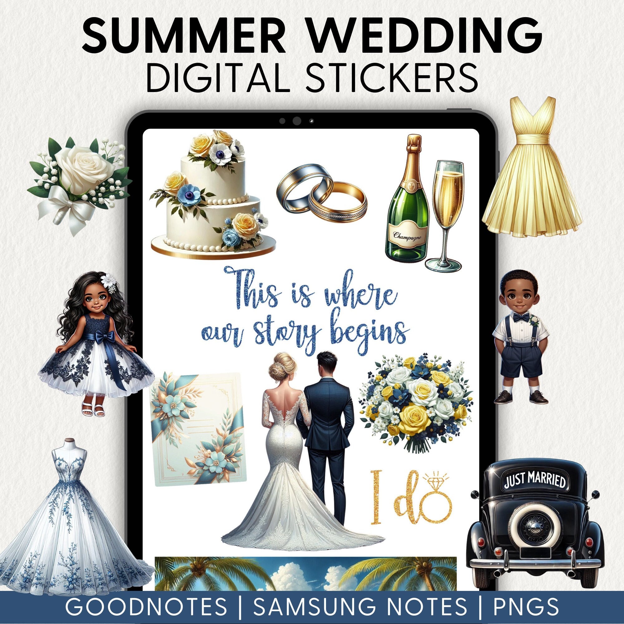 SUMMER WEDDING DIGITAL Stickers Goodnotes Noteful Samsung Notes Png ...