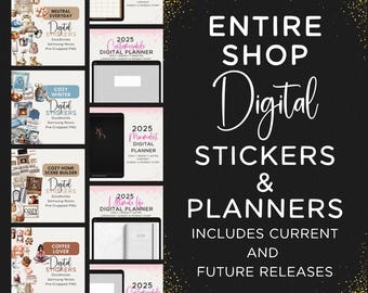 Digital Stickers Planner Bundle Goodnotes Noteful Samsung Notes 2025 Whole Shop Lifetime All Access Pass Seasonal Functional Png 2026