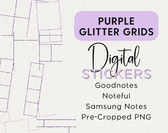 Purple GLITTER PAGE GRIDS Noteful Goodnotes Samsung Notes Png Elements Color Box Background Digital Inserts Overlay Stickers Blocks Weekly