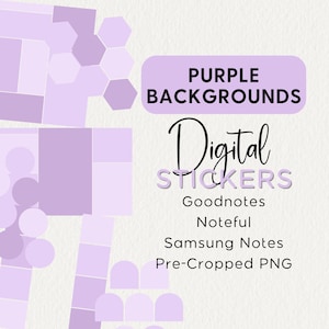Puede incluir: Pegatinas digitales moradas para Goodnotes, Noteful y Samsung Notes. Archivos PNG precortados.