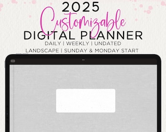 CUSTOMIZABLE DIGITAL PLANNER, Landscape, Undated, Goodnotes, Reusable, Minimalist, Daily, Weekly, Monthly, Build Your Own, Templates 2025