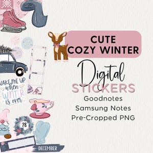 Leuke gezellige winter DIGITALE STICKERS, december, Goodnotes, iPad, png-bestanden, Samsung Notes Sticker Book, seizoensgebonden, voor digitale planners, 2024