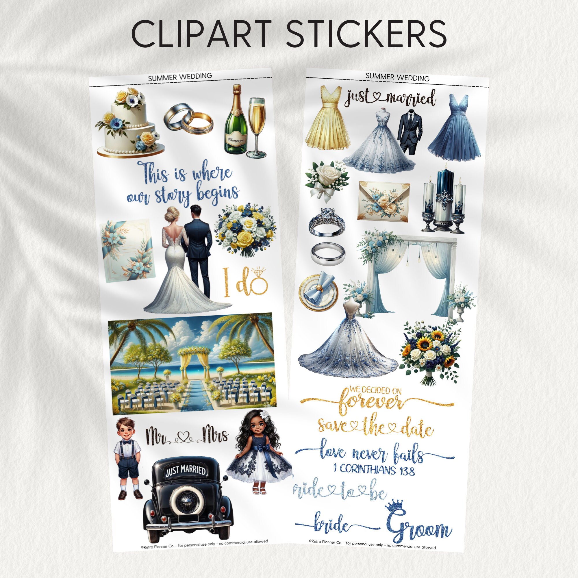 SUMMER WEDDING DIGITAL Stickers Goodnotes Noteful Samsung Notes Png ...