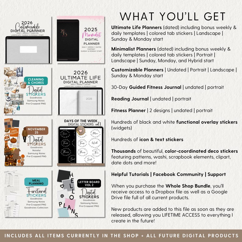 Digital Planner 2026 Stickers Customizable Whole Shop Bundle image 2