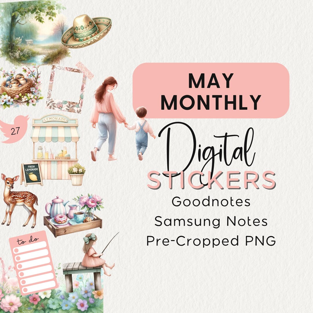 MAY Digital Planner Stickers Noteful Goodnotes Samsung Notes, Png ...