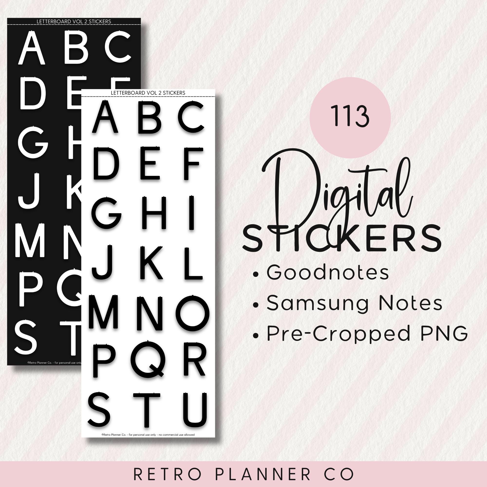 LETTER BOARD Digital STICKERS Vol 2 Noteful Goodnotes Samsung Notes Png ...