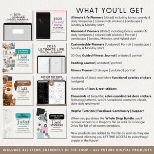 Digital Stickers Planner Bundle Goodnotes Noteful Samsung Notes 2026 ...