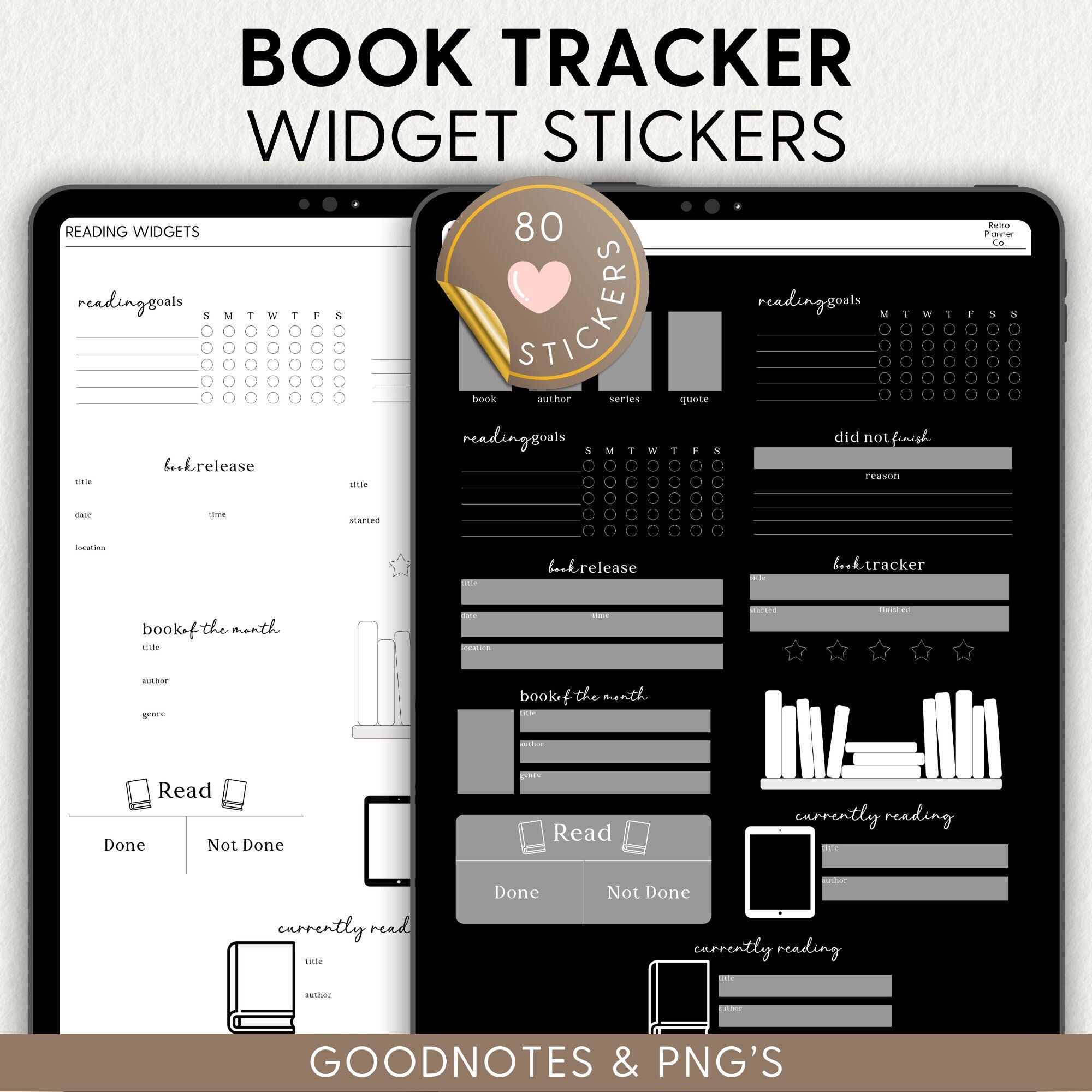 BOOK TRACKER WIDGETS, Reading Tracker Digital Stickers, Goodnotes ...