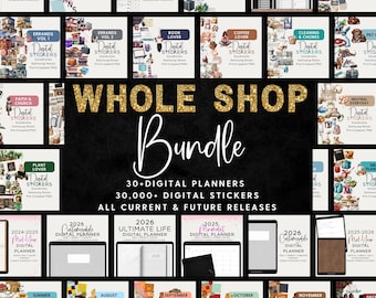 Digital Planner 2026 Stickers Customizable Whole Shop Bundle