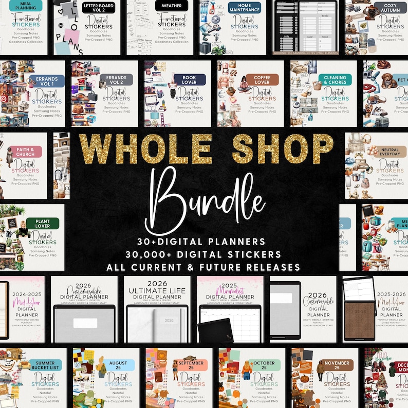 Digital Planner 2026 Stickers Customizable Whole Shop Bundle image 1