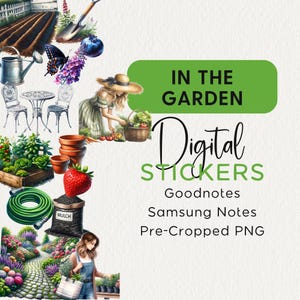 ADESIVOS DIGITAIS DE JARDINAGEM, Goodnotes, Samsung Notes, png, Primavera, Clipart de planejador digital realista, Aquarela, Amante de plantas, Jardim