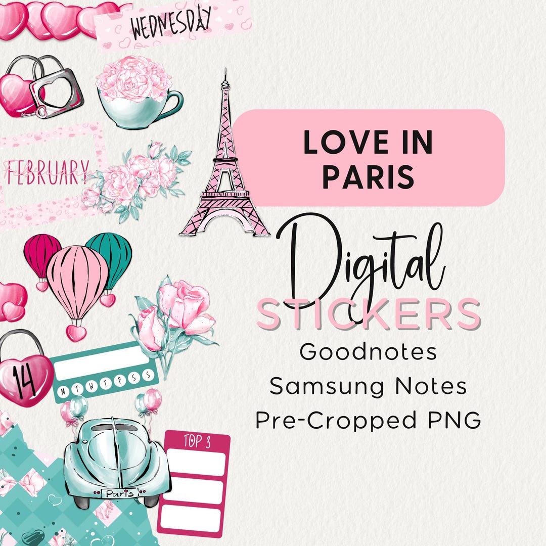 PARIS DIGITAL STICKERS, Goodnotes Noteful Png Samsung Notes Sticker ...
