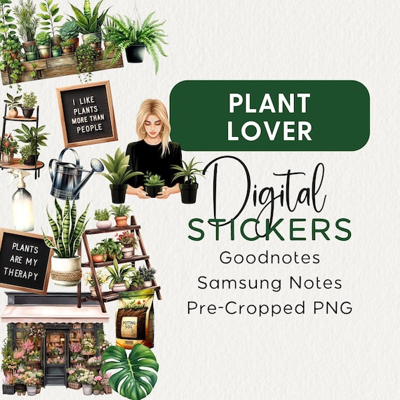 PLANTS Digital Planner Stickers Goodnotes Noteful Samsung Notes Png Realistic Digital Planner Clipart, Plant Lover, Scene Builder Stickers