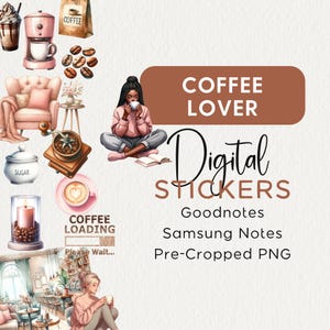 ADESIVI DIGITALI CAFFÈ, Goodnotes, Note Samsung, Png, Clipart realistica per pianificatore digitale, Acquerello, iPad, Android, Diario, Album