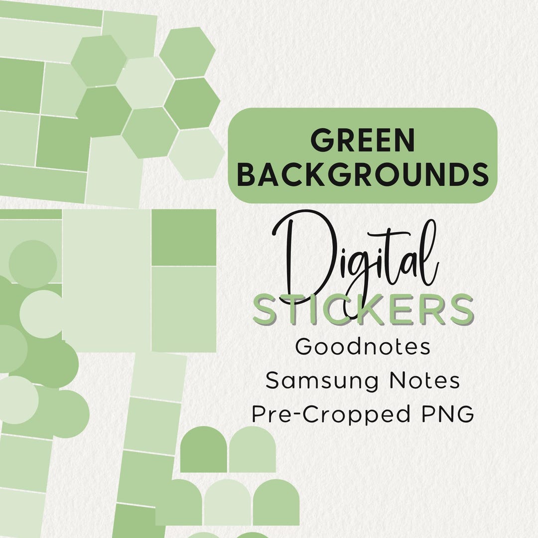 Green Color Blocks and Shape Backgrounds Digital Stickers Noteful ...