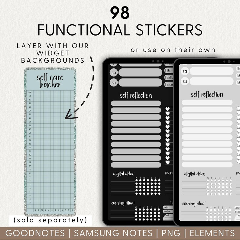 SELF CARE WIDGETS, Goodnotes Noteful Digital Planner Stickers Samsung ...