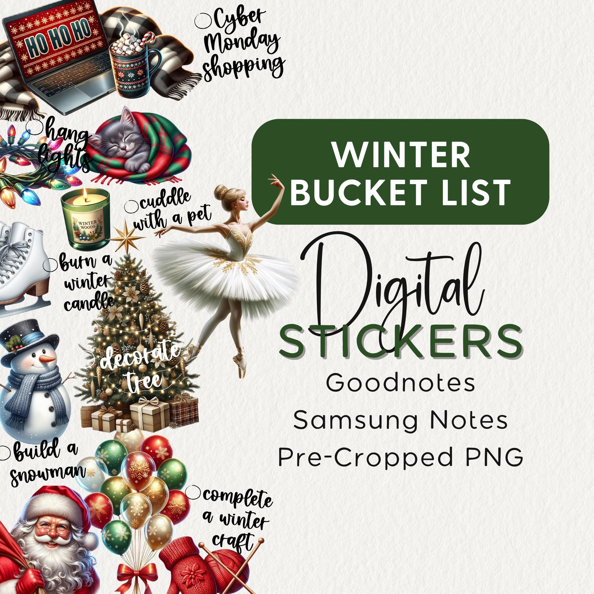 WINTER BUCKET LIST Digital Planner Stickers Goodnotes Noteful Samsung ...