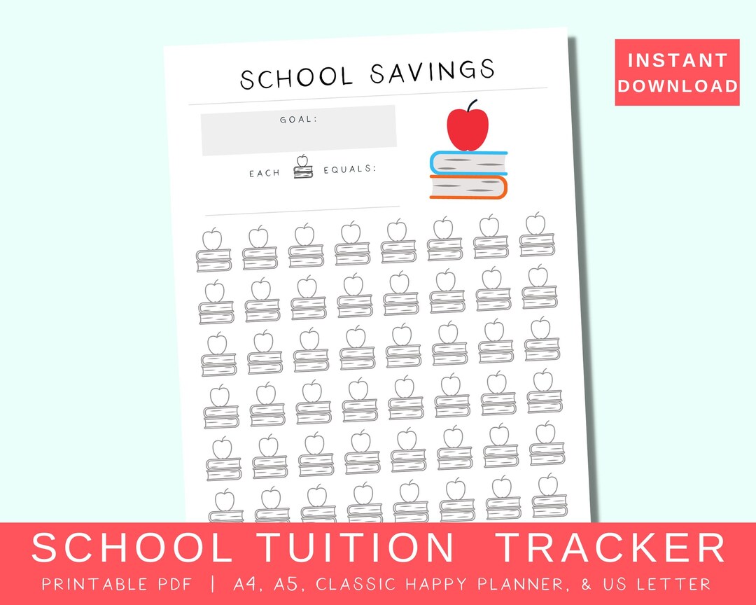 School Tuition Savings Tracker Printable Digital Download - Etsy India