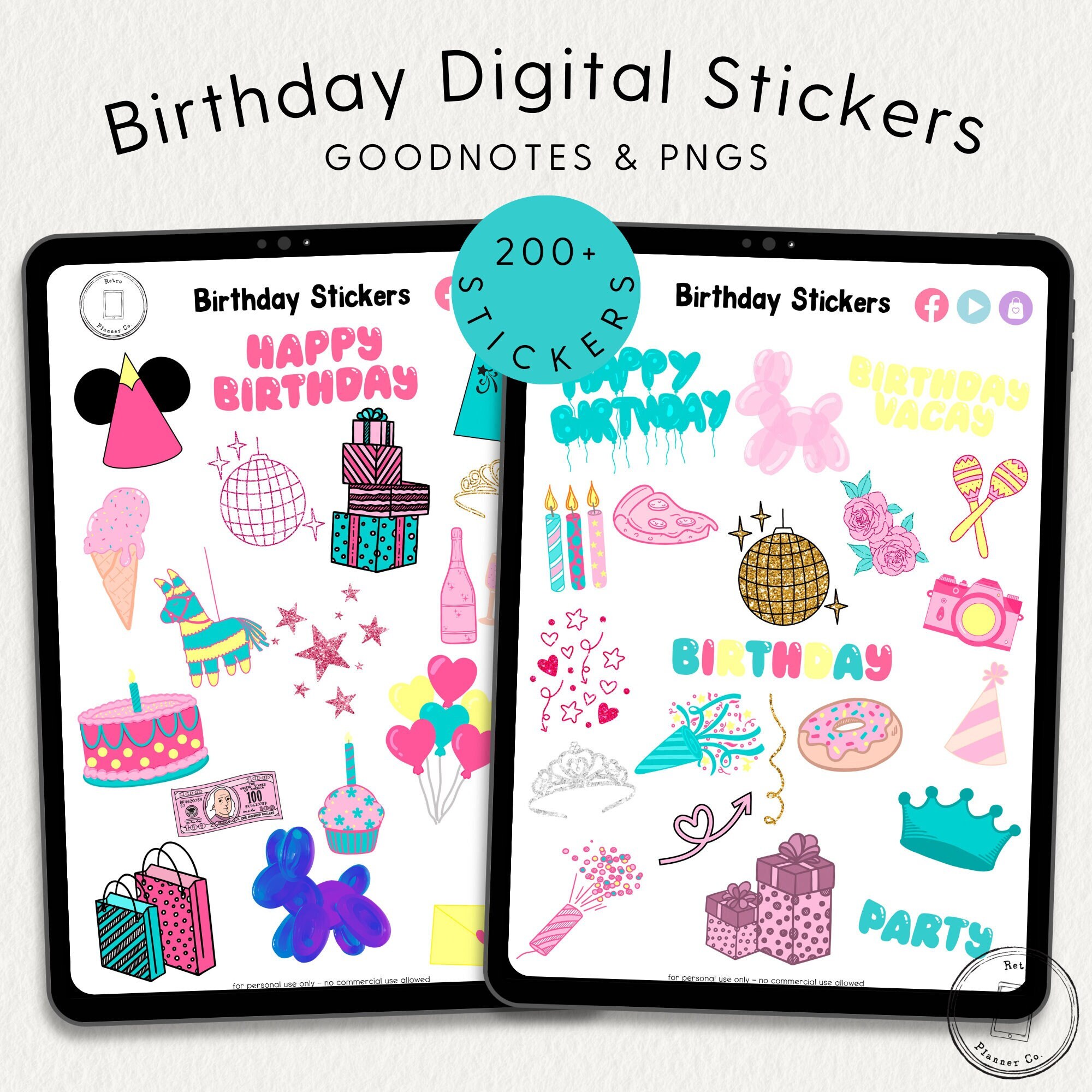 Cute BIRTHDAY DIGITAL STICKERS Noteful Goodnotes Samsung Notes Png ...