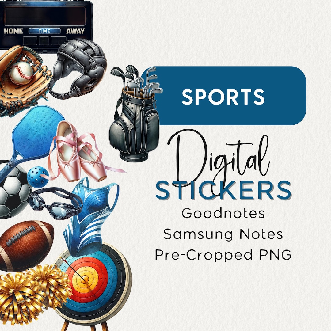 SPORTS DIGITAL STICKERS, Goodnotes Noteful Samsung Notes Png Realistic ...
