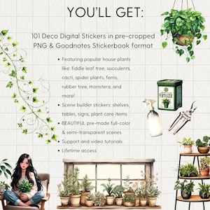 PLANTS Digital Planner Stickers Goodnotes Noteful Samsung Notes Png Realistic Digital Planner Clipart, Plant Lover, Scene Builder Stickers image 3