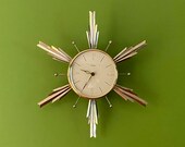 Mid Century Vintage 60s Sunburst Clock by Paico Wind-up Movement