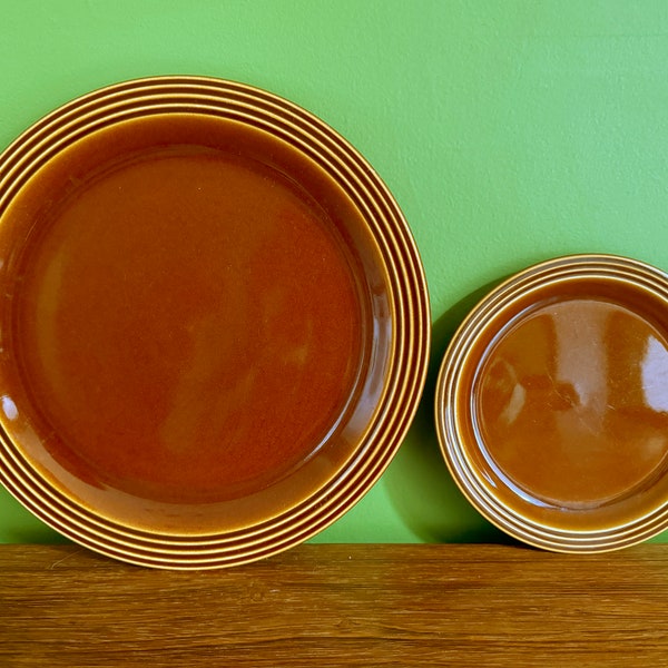 Vintage Hornsea Dinner Plate / Side Plate, Brown Heirloom Pattern, 1972