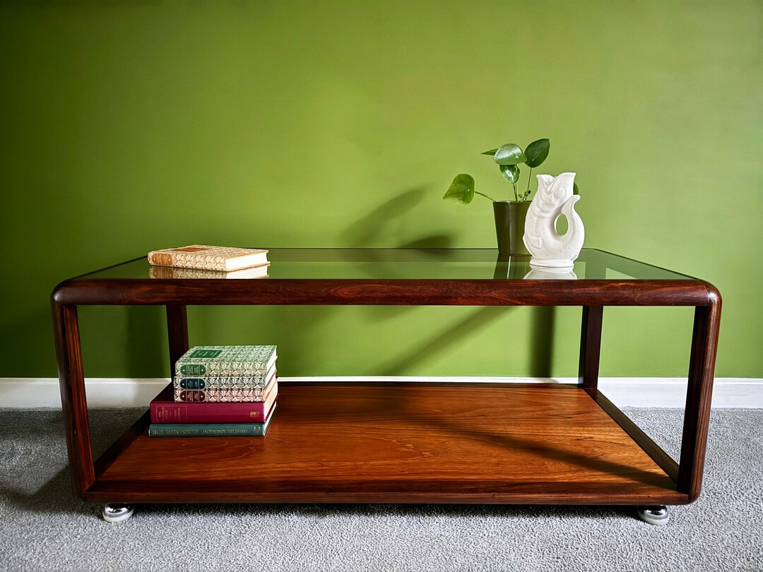 G Plan Long Cube Teak Coffee Table With Glass 1960s Vintage Etsy UK