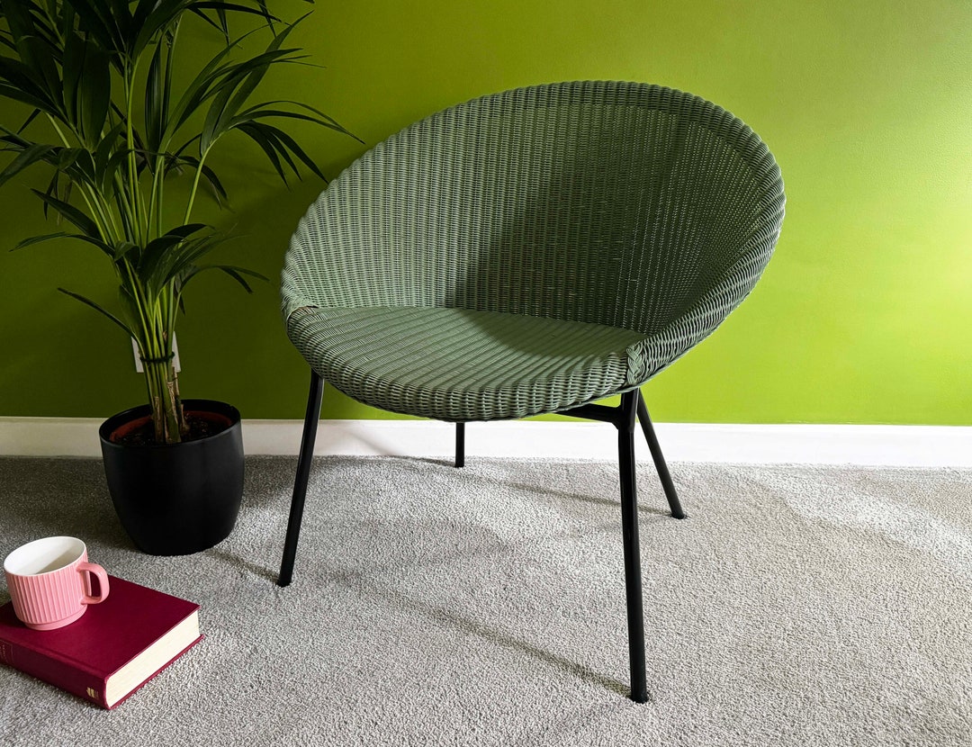 1950s Lloyd Loom Lusty Satellite Lounge Chair in Sage Green Etsy