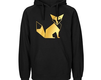 Kapuzenpulli / Hoodie Herren / Unisex / Motiv: Fuchs origami / Fairtrade / 100% BioBW / nachhaltige Produktion