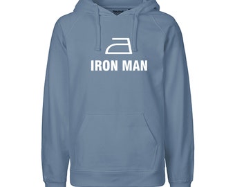 Kapuzenpulli / Hoodie Herren / Unisex / Motiv: IRON MAN / Fairtrade / 100% BioBW / nachhaltige Produktion