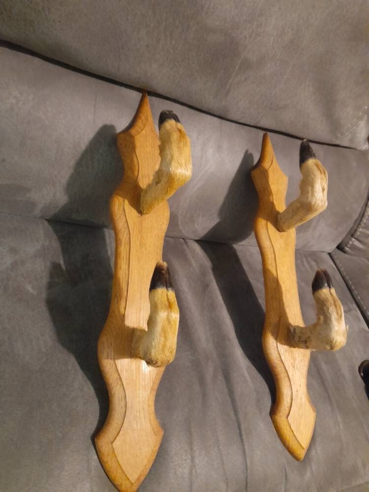 Taxidermy Deer Hoof Gun Rack/umbrella Rack on Solid Oak Wall Etsy