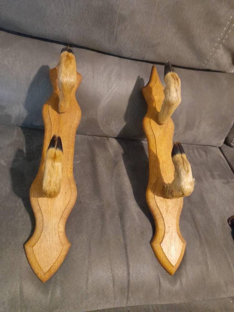 Taxidermy Deer Hoof Gun Rack/umbrella Rack on Solid Oak Wall Etsy