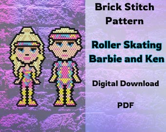 Barbie and Ken Rollerblades Brick Stitch Pattern