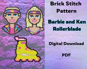 Barbie and Ken Rollerblades Brick Stitch Pattern