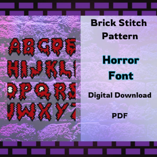 Horror Font Brick Stitch Pattern PDF