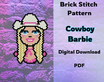 Cowboy Barbie Brick Stitch Pattern PDF