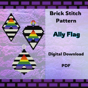 Ally Pride Flag  Brick Stitch Earrings Pattern