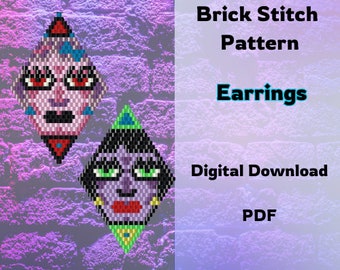 Wzór na kolczyki Faces Brick Stitch