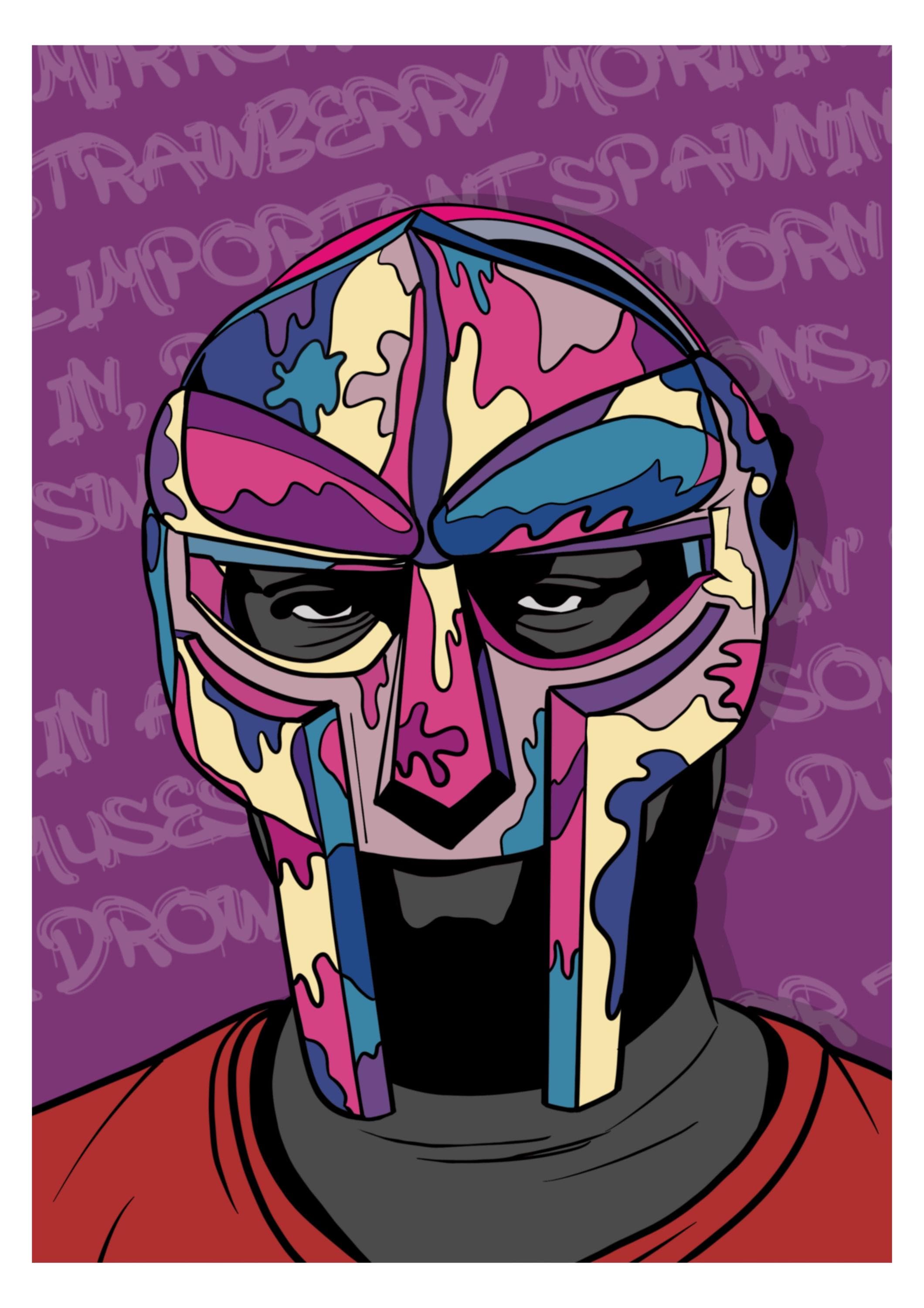 MF DOOM アートプリント ポップアートスタイルイラスト (A4サイズ