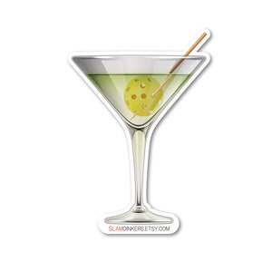 Pickleball Martini Glass Decal: Removable Static Cling (3.5 x 5 in.)