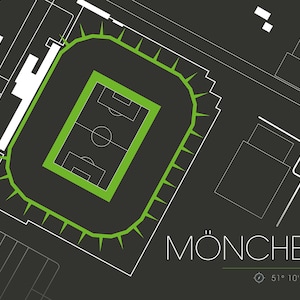 Koordinaten Bild Stadion Mönchengladbach I Einzugsgeschenk Wohnung I Geschenk zum Einzug I Familie I 80 x 30 cm 120 x 50 cm I 240 x 100 cm I