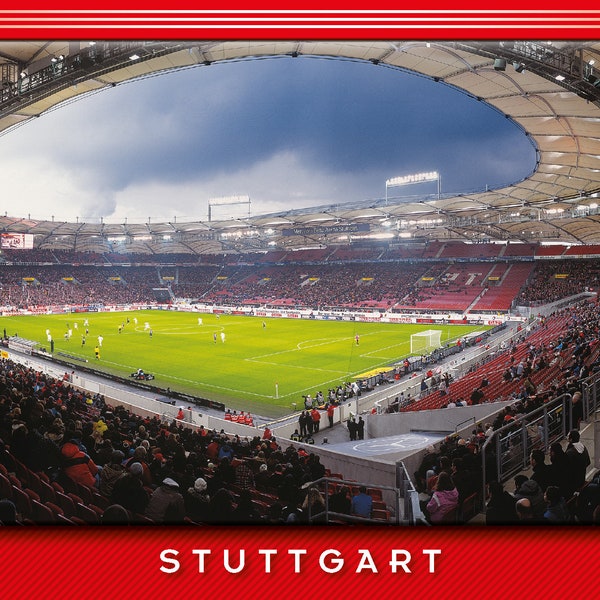 Stuttgart Stadion als Panorama Postkarte 210 mm x 105 mm