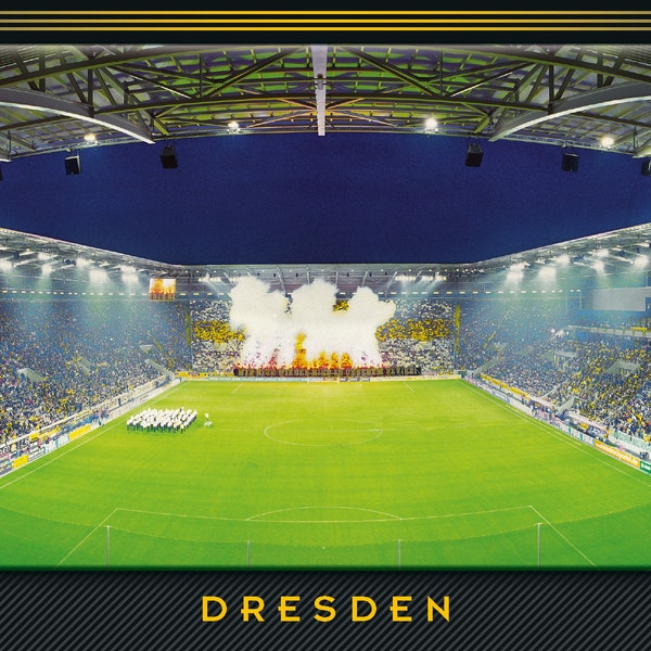 Postkarte Dresden Stadion als Panoramaansicht – 210 mm x 105 mm
